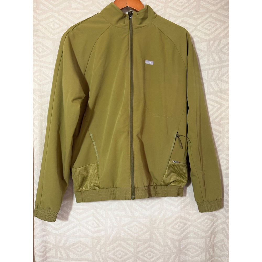 FIGS Technical Collection Mens S Olive Green Full Zip Scrub Jacket M20SW1024